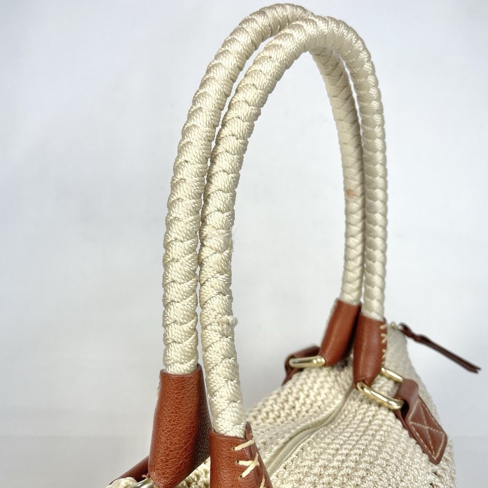 The Sak Cambria Crochet Tote Bag Gold Lined Boho Woven Shoulder Purse - Picture 8 of 13